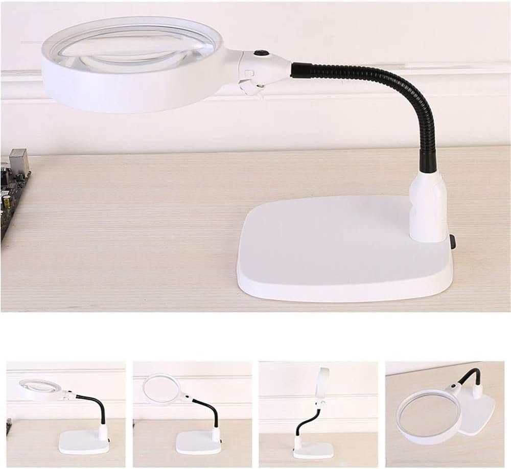 Magnifying Glasses Vision aids 10 Times Multifunction Table Lamp,6 LED Light Source Interchangeable Lampshade,for Reading Maintenance Book Newspaper Reading Advanced, Handicrafts Hobbies Stationery