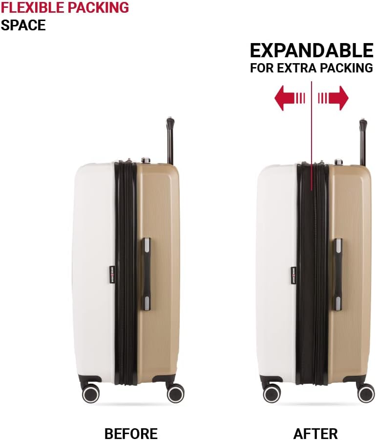 SwissGear Duet Expandable Luggage, Hard Shell Large Luggage with Spinner Wheels
