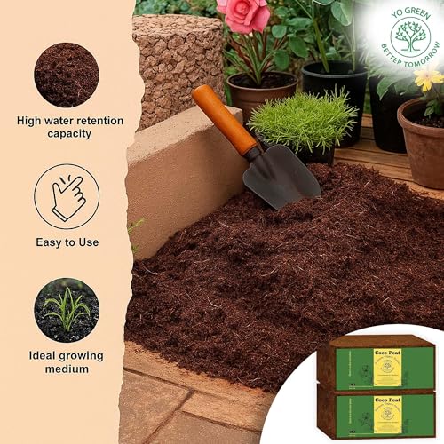 Image of 100% Natural Cocopeat Block for Garden Plants Organic Agricultural Compost Coco Peat for Indoor & Outdoor Fertilizer Kitchen Terrace Gardening Khaad (2 Kg)