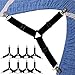 Lot de 8 attaches de drap de lit pour lits réglables, sangles élastiques triangulaires pour maintenir les draps sur le matelas, attaches de draps de lit, pinces pour berceau, sangles à 3 voies noires