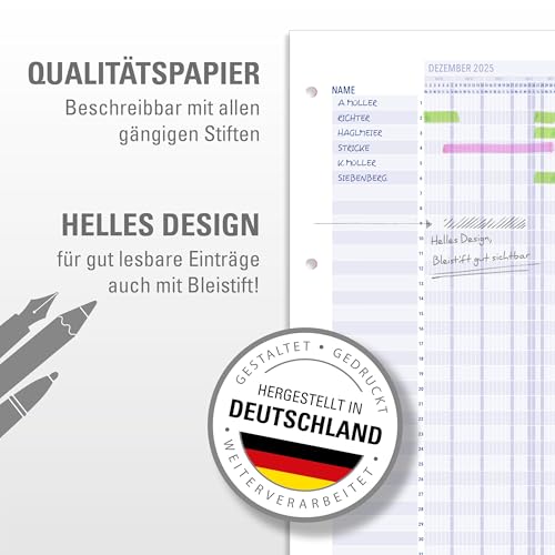 Yohmoe Urlaubsplaner 2026 Mitarbeiter faltbar, großer Jahresurlaubsplaner & Personal Urlaubsplaner, Urlaubskalender 2026 Mitarbeiter, Dienstplaner Wandkalender, Format 975x297 mm, 34 Mitarbeiter