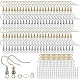 300 Stück Ohrring Haken, Ohrringe Selber Machen Set Silber 925 Gold, Ohrringe Basteln Set, Ohrhänger Basteln, DIY Ohrhaken Selber Machen mit Gummi Ohrstopper, Ohrring Zubehör