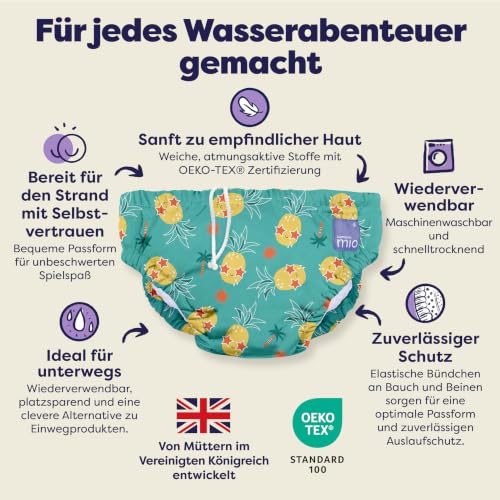 Bambino Mio, revolutionäre wiederverwendbare Schwimmwindel für Babys und Kleinkinder, Jungen und Mädchen, Alberne Ananas, S (<6 Monate) – Ansicht 3