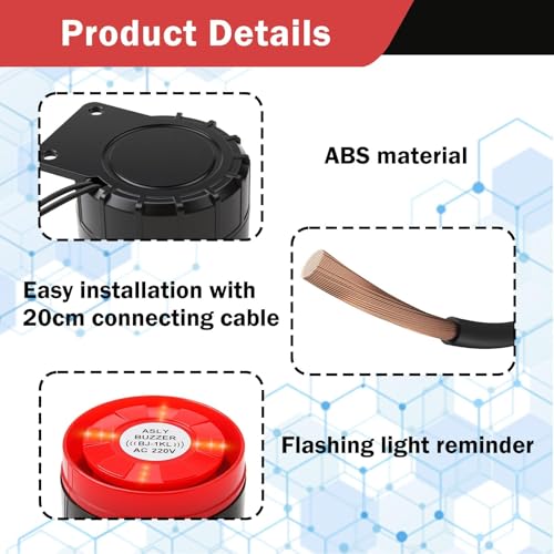 Kabelgebundene 220V 120DB Mini-Sirene Mit Blitzlicht-Lautsprecher Für Sicherheitsalarmsystem Zu Hause, Im Büro, Im Geschäft, In Der Garage, Alarmsystem-Kit Mit 3,5-mm-Stecker