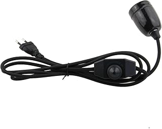 Cable clásico de tela negra con regulador de intensidad E27 (2 m), color negro