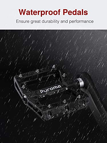 Puroma Mountain Bike Pedal Nylon Fiber Non-Slip 9/16 Inch Bicycle Platform Flat Pedals For Road Mountain Bmx Mtb Bike (Black) #TOP6