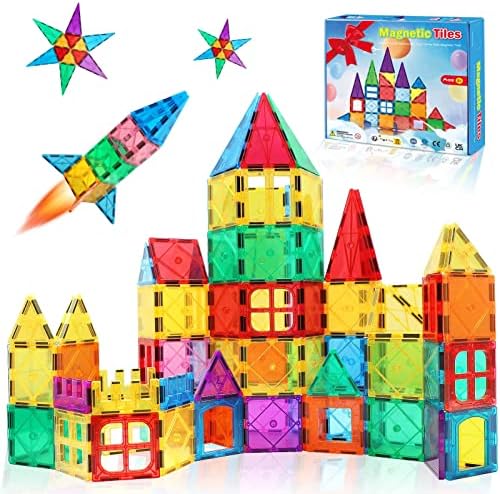 Magnetic Tiles Building Blocks for 3 4 5 6 7 8+ Years Old Boys Girls Colorful Magnet Stacking Toys Birthday Gift for Toddlers STEM Preschool Educational Construction Tiles Set for Kids Age 3-5