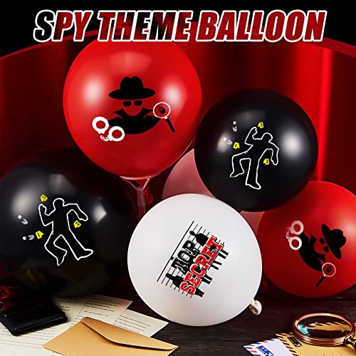 Liliful 60 Pcs Top Secret Spy Theme Balloon Detective Party Decoration Balloons Latex Red And Black Balloons Agent Spy Party Balloons For Themed Birthday Party Decorations Supplies #TOP4