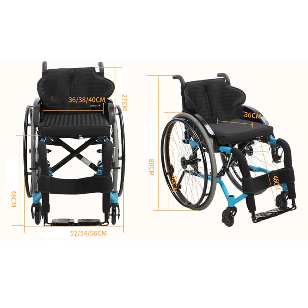 Silla de Ruedas Todo Terreno, Silla de Ruedas de Viaje Plegable con Dispositivo Antivuelco Trasero - Silla de Ruedas Manual Ligera Autopropulpara Deporte Y Ocio/Yellow/Seat Width 36Cm