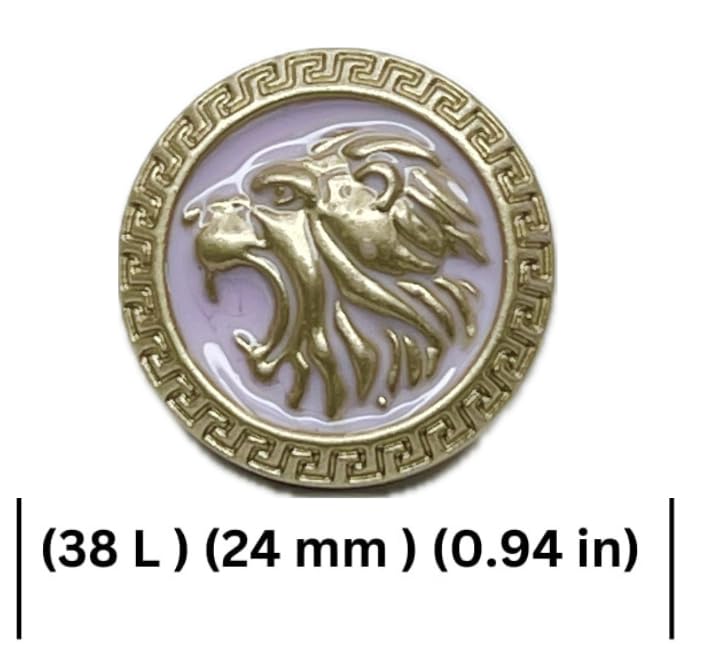 Image of Abs Golden 3D Lion Head Shank Button Embedded Enameled Lucite Round Abs Button for Blazer Suits Coat Bandhgala DIY Art & Crafts (Pack of 8 Big, Pink Lucite)