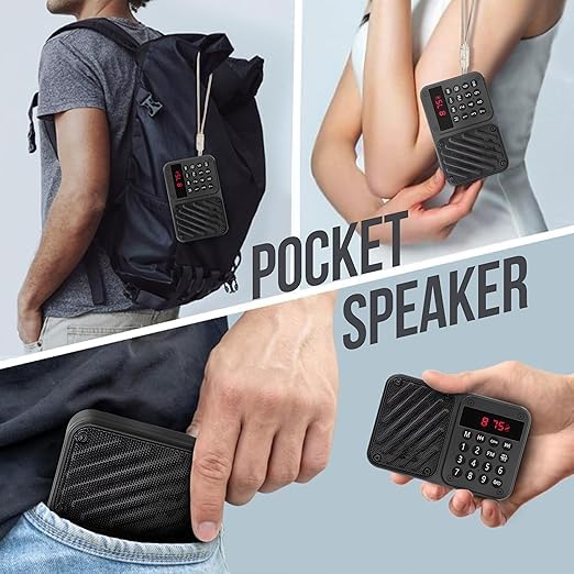 Image of M7 Pocket Blast FM Radio with Bluetooth Speaker with Powerful Sound, 6w-12 Hours (Tupe C Charging) and Number Pad (AUX, SD Card, USB Input (AUX, SD Card, USB Input) (M-7 Black)