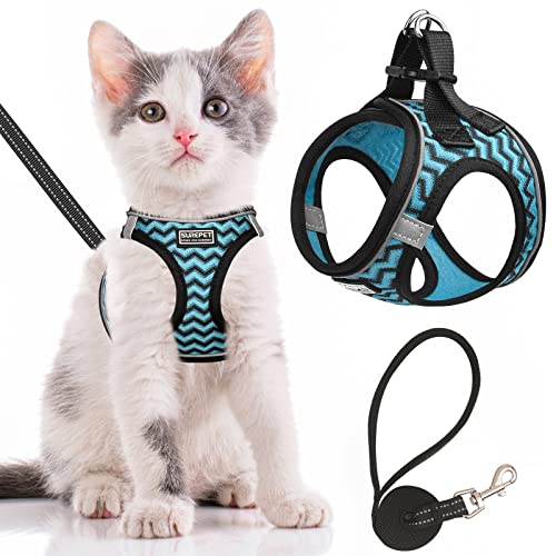 Cat Harness and Leash Escape Proof,Adjustable Soft Mesh Kitten Vest Harness for Walking Reflective Pet Harness for Cat Small Dogs Puppy