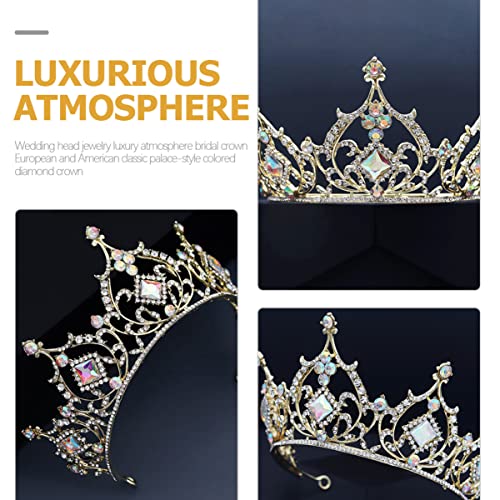 Tiara de oro estilo barroco y diademas de metal elegantes para mujer para fiestas 5