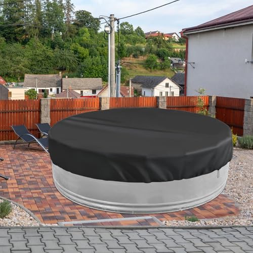 6ft Extra Large Round Stock Tank Pool Cover,Steel Round Stock Tank Pools Cover for Protection from Debris, Leaves, Dust - Waterproof and UV Resistant,Stock Tank Pools Cover with Drawstring Design by YEXEXINM - Used condition - Image 6
