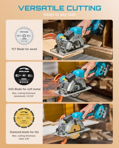 SEESII Brushless Cordless Circular Saw with 2×4.0Ah Batteries & Charger - image 6