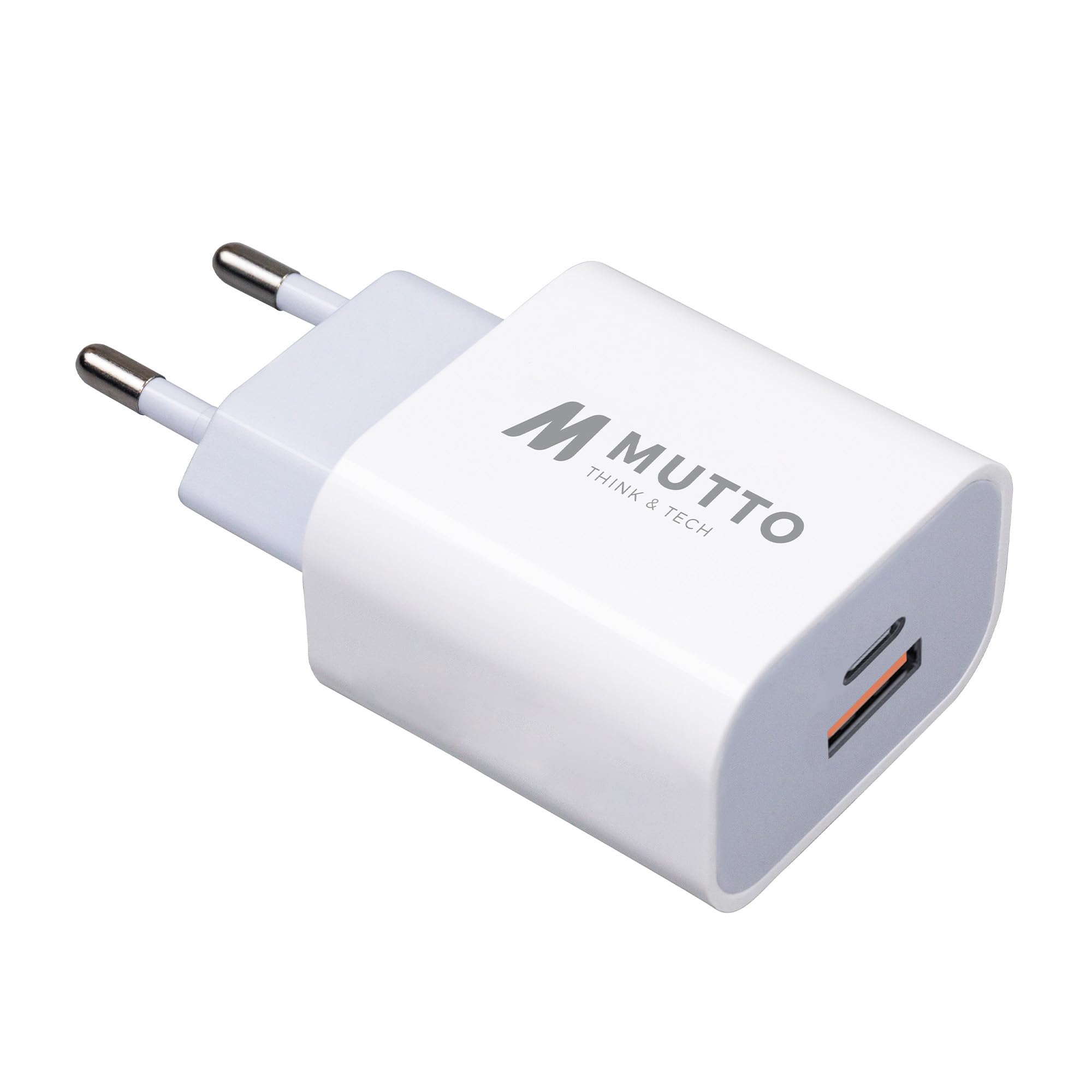 MUTTO Universal-Wandladegerät Mit 2 USB-Ports – 10W Schnellladung, Inkl. USB-C Kabel 1m