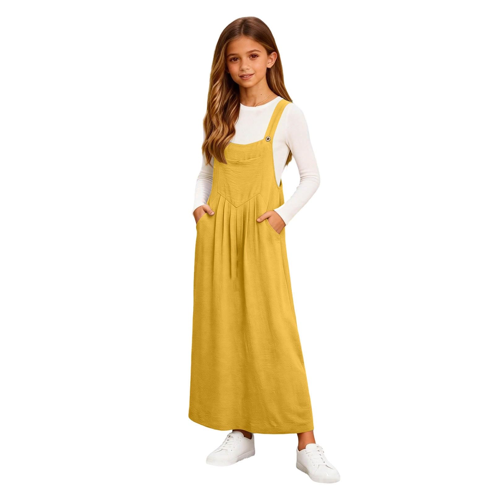 Vestidos de verano para niñas, sin mangas, maxivestido casual para niños, playa, vacaciones, vestido escolar suave y cómodo con bolsillos
