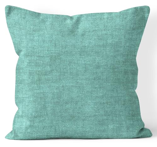 Image of Encasa XO Thick Chenille Throw Pillow Covers Set of 1 | Teal - (16 inchx16 inch) (40x40 cm) | Decorative Accent Square Throw Pillow Cases for Couch, Home Decor, Sofa
