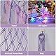 Lunriwis Kuscheltier Aufbewahrung Netz mit LED-Leuchten, Boho Makramee Spielzeug kinderzimmer deko, StofftieStofftier Aufbewahrungstasche Hängematte Aufbewahrung Kuscheltiere Lila