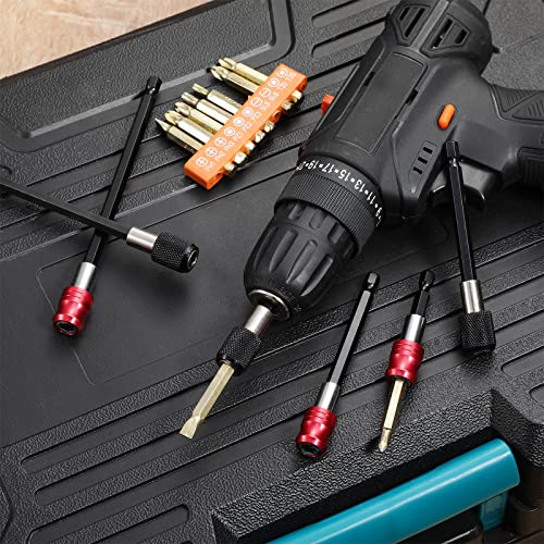 12 Pieces Drill Bit Extension, 6 Pcs 1/4 Inch Hex Shank Bar Socket Screwdriver Bit Holder And 6 Pcs Red Magnetic Drill Bit Extension Drill Bit Extender 2/4/6 Inches Extension Chuck Adapter Set #TOP5