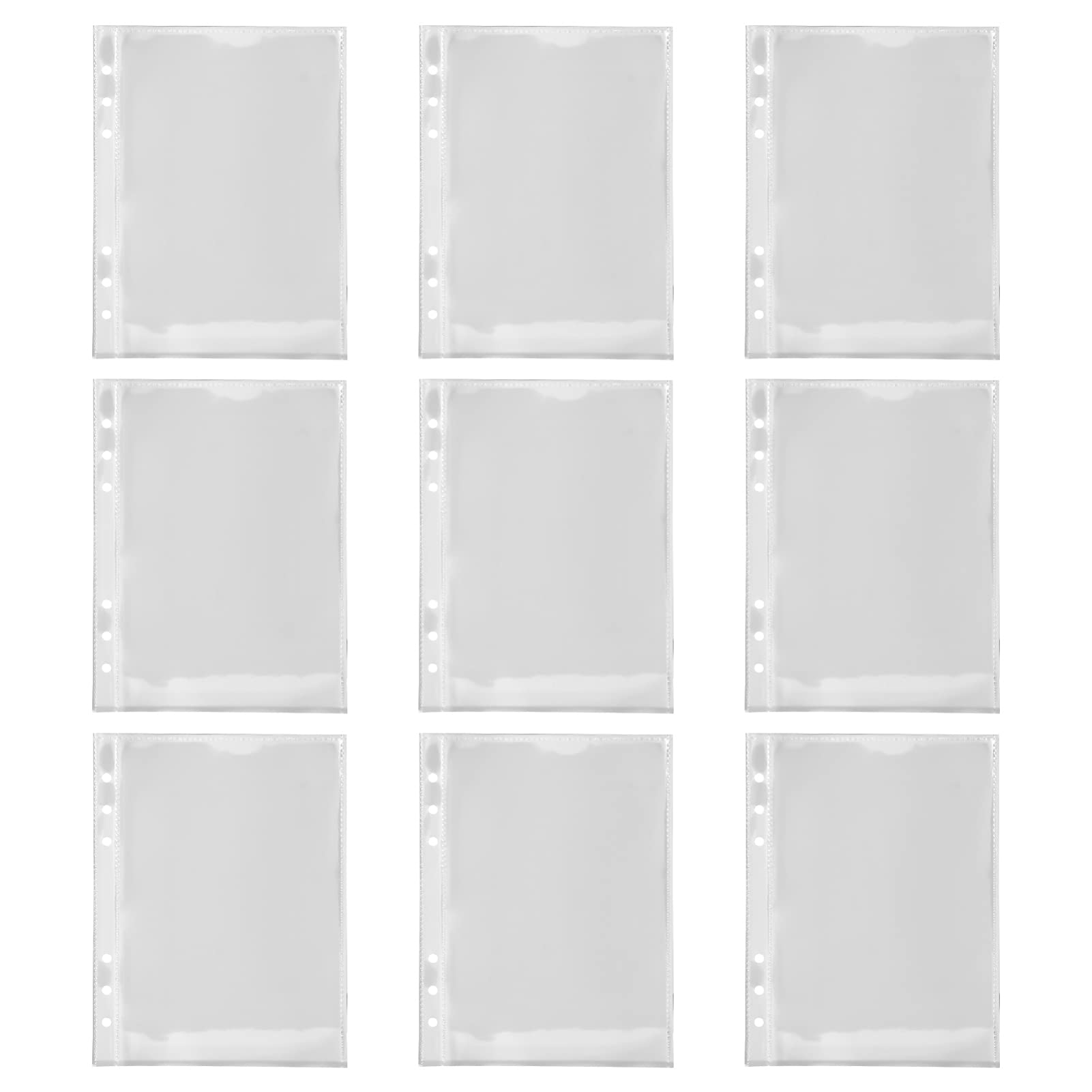 20pcs Photo Album Page Refill Plastic Clear A5 6- Ring Binder Photo Pockets Trading Card Storage Sleeve Photo Protectors for Coupon Card Cards, 20.5X16X0.1CM (U4995214VP6)