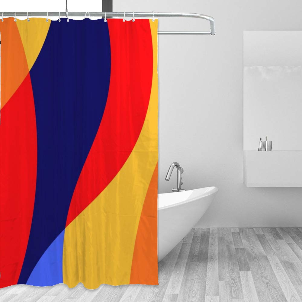 Rideau de douche imperméable anti-éclaboussures en tissu polyester avec motif abstrait coloré