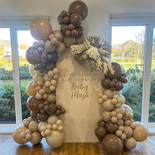 Image of Brown Gold Balloons, 55PCS Beige Metallic Gold Confetti Fall Party Balloons