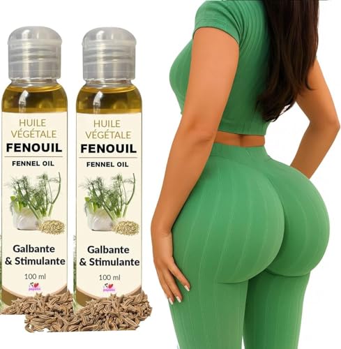 Huile de Fenouil Française Lot 2x100 Ml – Huile pour Grossir les Fesses, Poitrine & Hanches – Soin Fessier Naturel Raffermissant – I Love My Popotin