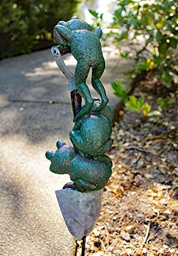 Goodman And Wife Charming Poly Resin Frogs On A Shovel Garden Stake Or Spike #TOP3