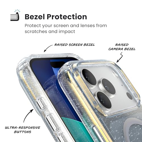 Image of Speck Presidio LUX for iPhone 17 Pro Case, MagSafe-Compatible, Slim Protective Case, Hyper Mirror Glitter /Silver Metallic