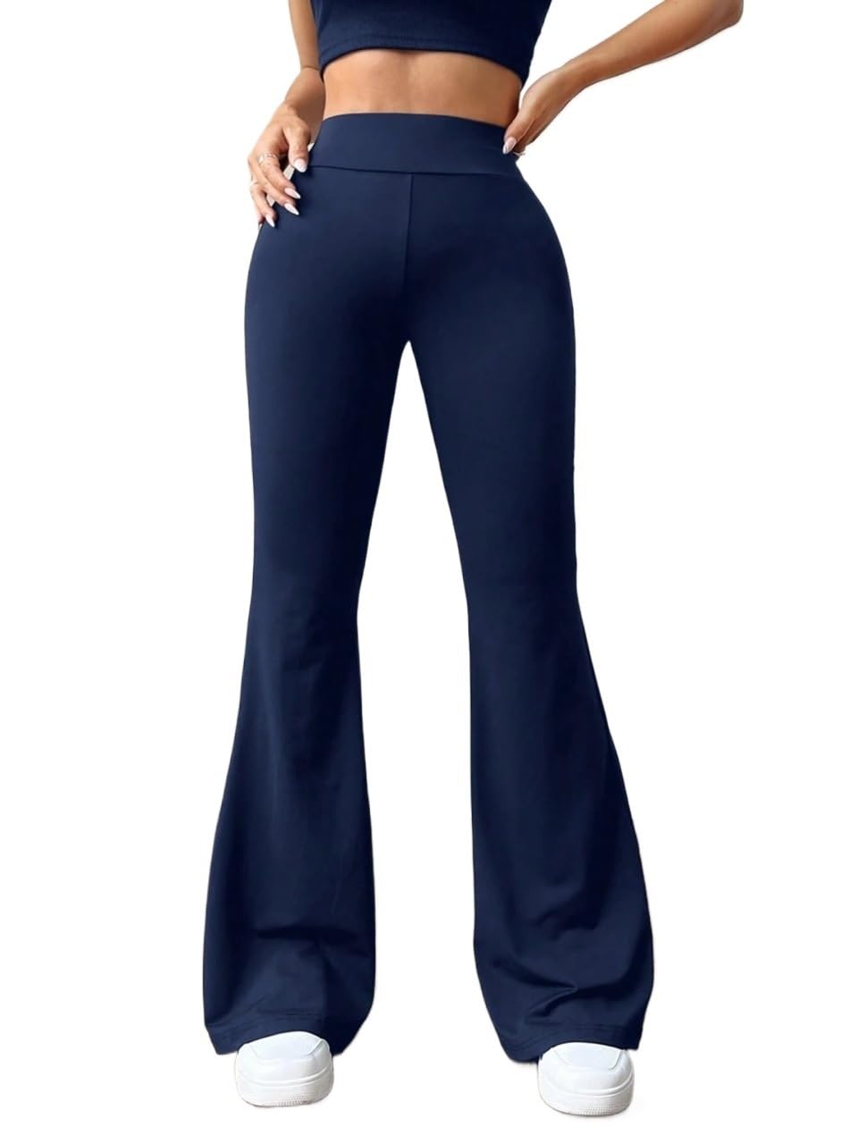Womens Fall Elastic Waist Knit Long Pants Trousers Blue