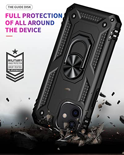 Addit Phone Case For Iphone 12 Mini, Military Grade Protective Iphone 12 Mini Cases Cover With Ring Car Mount Kickstand For Iphone 12 Mini 5.4" - Black #TOP4