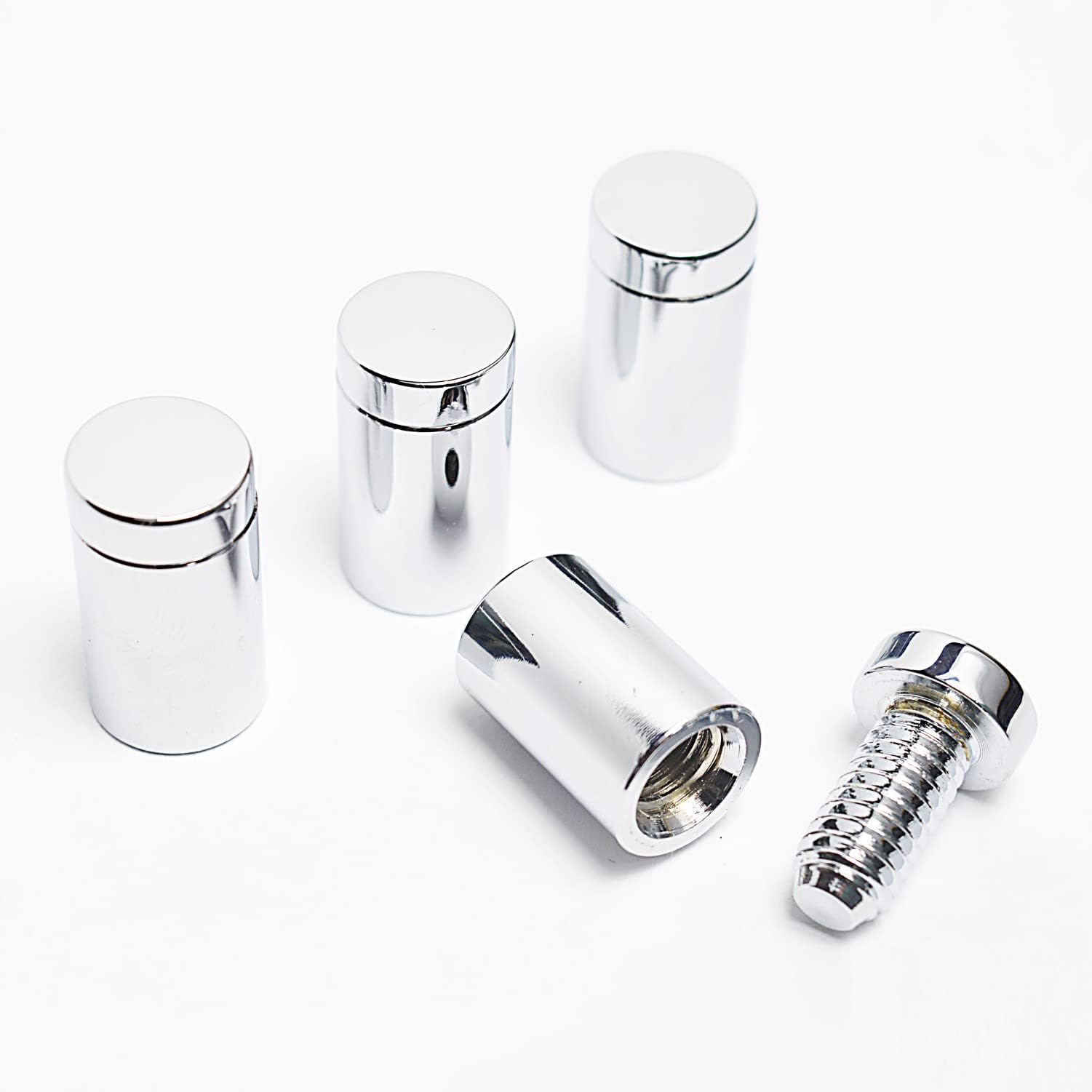 13x19mm Polished Chrome Acrylic Standoff - 4 Pack with Screws and Anchors