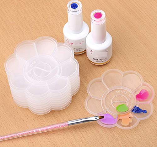 6 Pcs Nail Art Plastic Dappen Dish, Nail Art Polish Color Mixing Palettes Manicure Tool