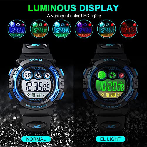 Image of GOLDEN HOUR Watches for Kids Digital Sport Waterproof Boys Girls Watch Outdoor 12 /24 H Alarm EL Backlight Stopwatch Military Child Wristwatch Ages 3-15