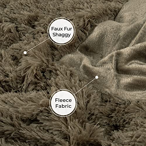 Tuddrom Decorative Extra Soft Faux Fur Blanket Queen Size 80" x 90",Solid Reversible Fuzzy Fluffy Cozy Plush Fleece Comfy Microfiber Fur Blanket for Couch Sofa Bed,Brown