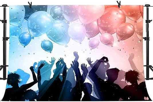 Amazon Phmojen ダンシングテーマ パーティー背景 人々 シルエット フライングバルーン 写真背景 ビニール 10x7フィート ヒップホップ レイヴ パーティー 背景幕 バナー Xcph517 Phmojen バックペーパー 背景布