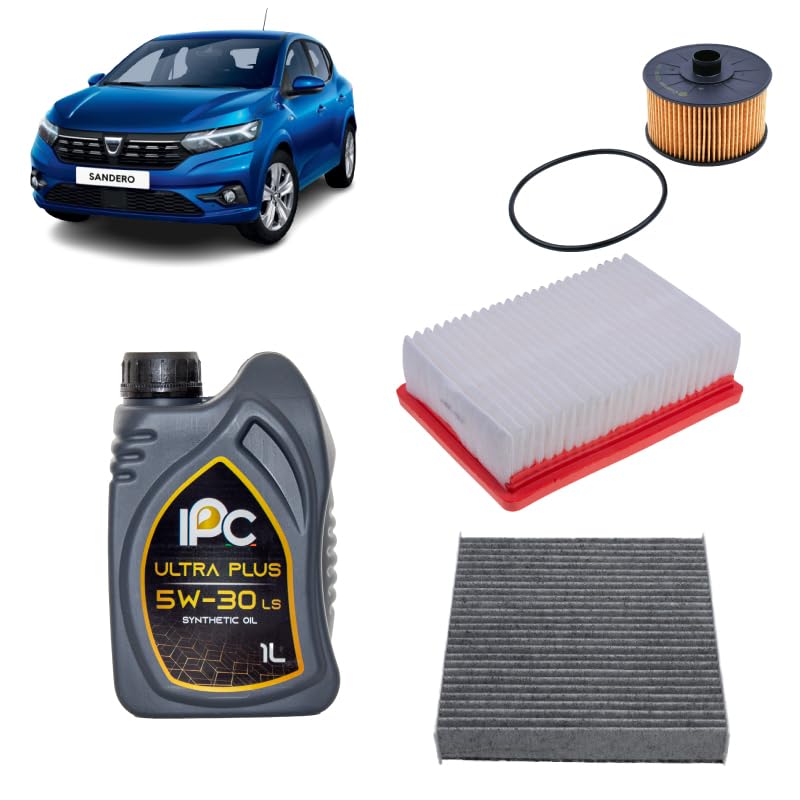 Kit tagliando 3 filtri + 4L olio 5W-30 IPC LS compatibile con Dacia sandero iii 1.0 TCE LPG Benzina/gasauto (gpl) 2021+