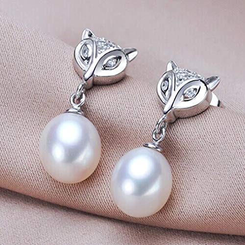 Perles d'eau douce boucles d'oreilles argent 925 renard