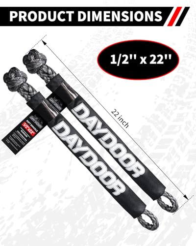 Image of DAYDOOR 56,000 LBS Soft Shackles, 1 /2 inch x 22 inch (2-Pack) Rope Shackles for Recovery, Winch Accessory for Jeep Wrangler, Bronco, 4Runner, Tacoma, ATV /UTV /Jeeps /SUVs, 4x4 Off-Road(Gray)