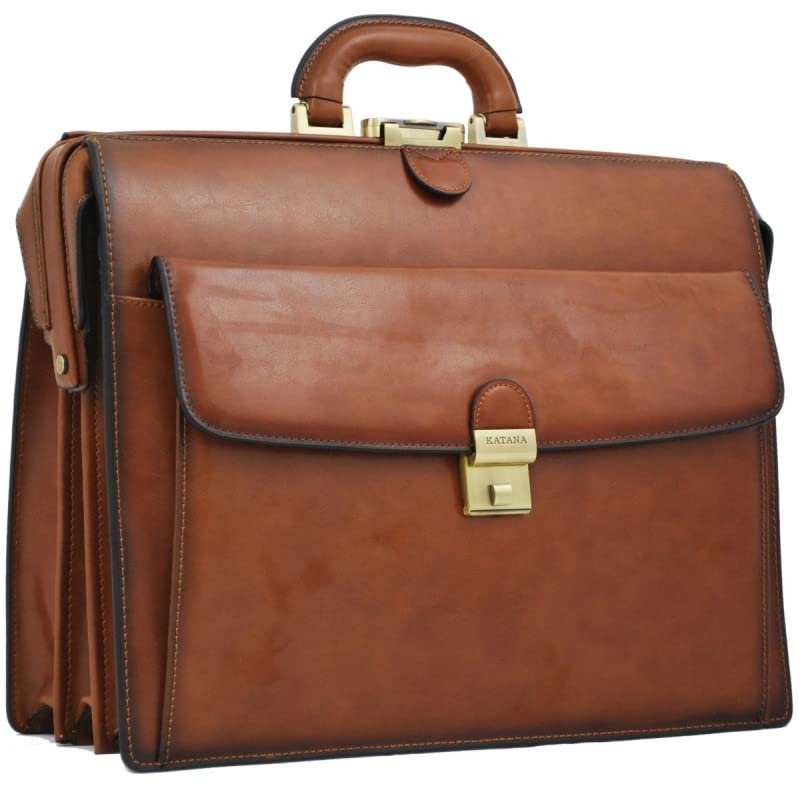 Katana - Cartable américain en cuir - marron - 44 x 32 x 18 cm - Marron