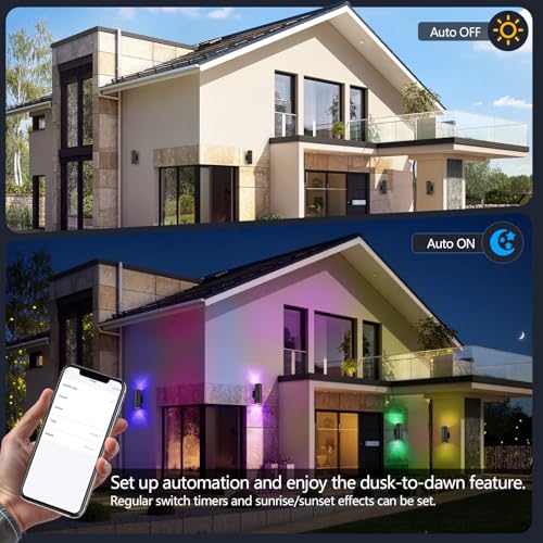 Nigaut Smart Outdoor Wall Lights, 30W Exterior/Interior Lighting Fixture Compatible with Alexa, IP65 Waterproof Up and Down Lights Outdoor for Porch Garden, 2.4 GHz Wi-Fi & App Control
