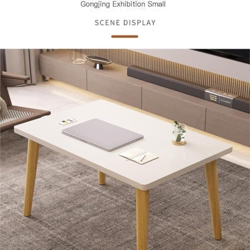 Table basse salon moderne en bois massif blanc de chambre - 8