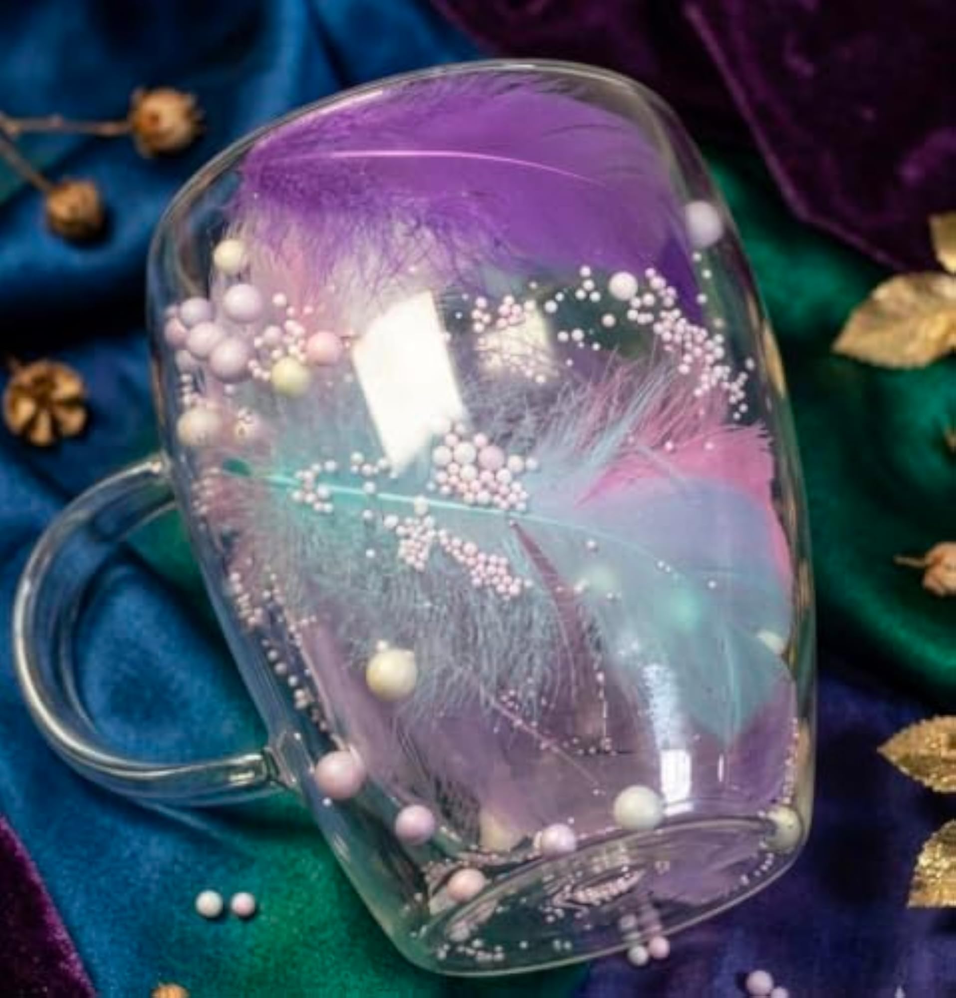 Decorative Double-Wall Glass Cup