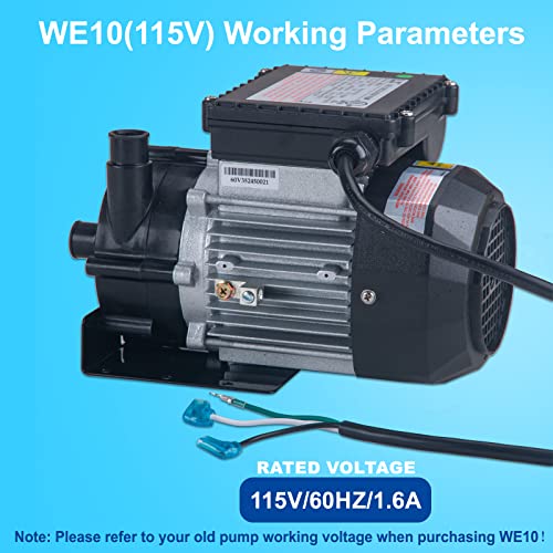 Image of WE10 SPA Circulation Pump, Hot Tub Circulation Pump, LX Pump Motor 115V, 0.25HP, 3 /4 inch Port Compatible with OEM E5 /E10 - Model: WE10(115V)