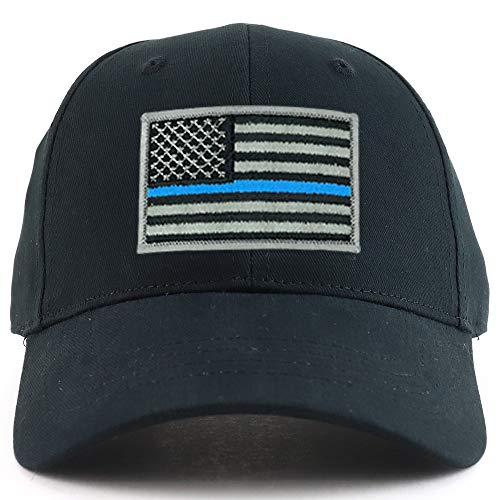 Armycrew Thin Blue Line USA Flag Patch Youth Size Cotton Structured Baseball Cap