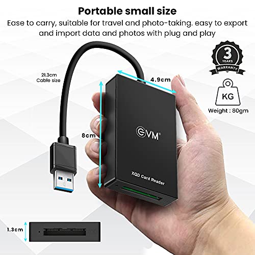 Image of EVM XQD Memory Card Reader - USB 3.0 Transfer up to 5Gbps - SD Card Supported - 3 Years Warranty (EVM-CR-002)