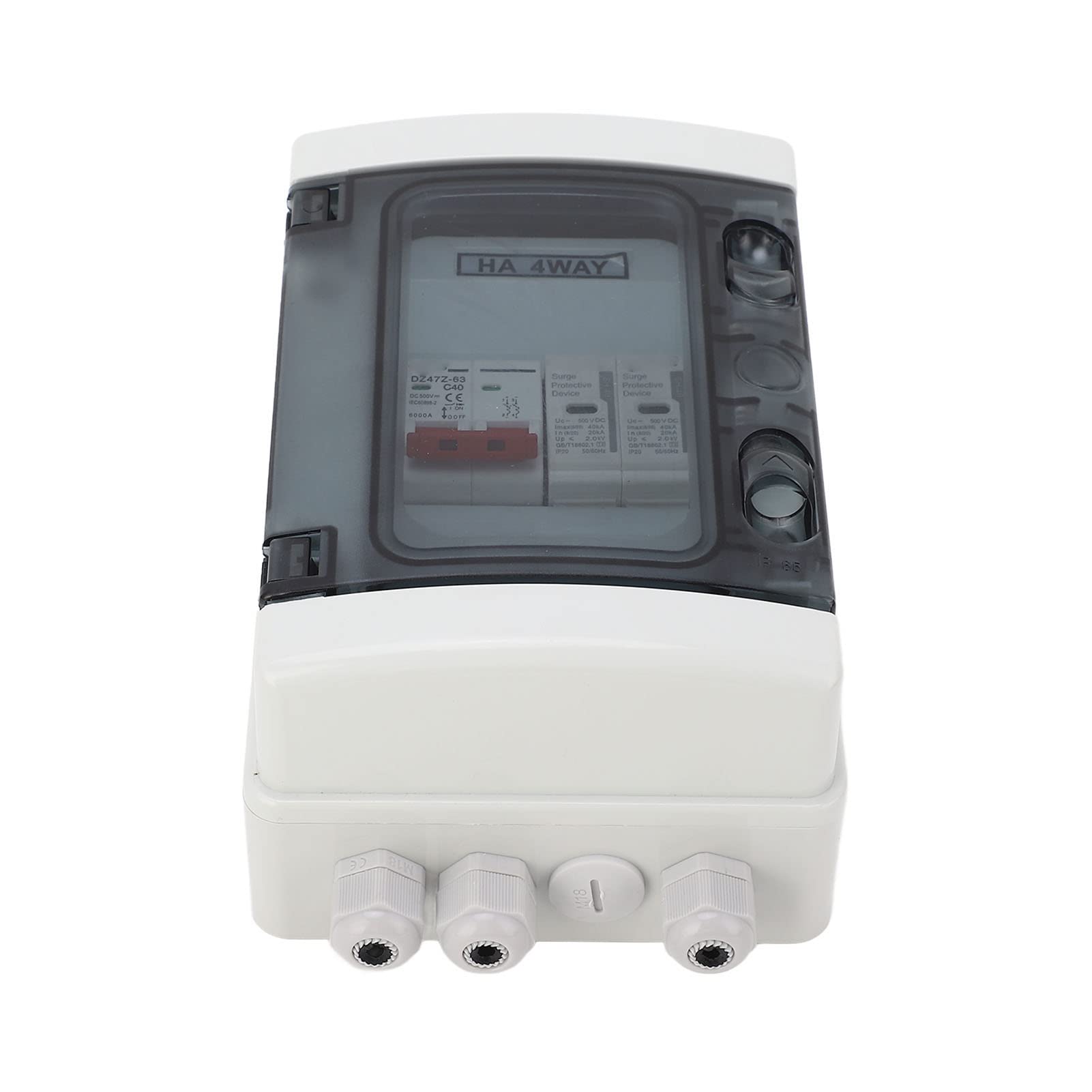 Pissente Interruttore Automatico Scatola di Distribuzione Impermeabile per PC con Sezionatore CC 500 V IP65 Coperchio Trasparente a 4 Vie per Inverter a Pannello Solare Esterno Sistemi Fotovoltaici