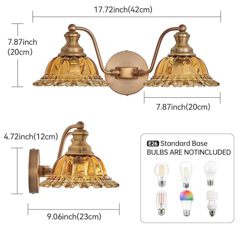 Image of XIEDUN Tea 2 Light Vanity Light Bathroom Light Vanity Lights for Bathroom Vanity Light Fixtures