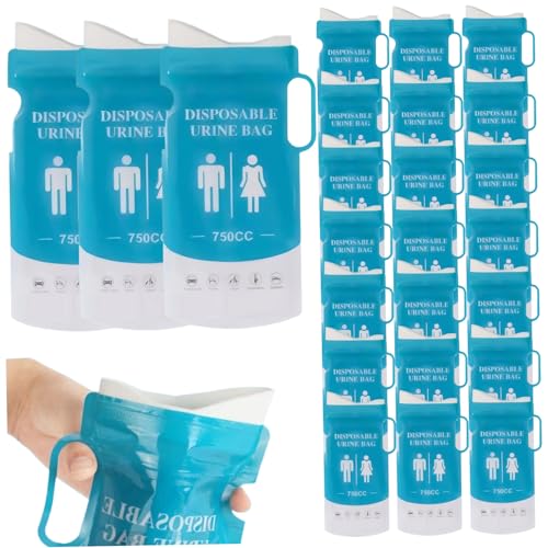 Jorzer Disposable Urine Bags 750ml Emergency Portable Urinal for Men Women 24PCS Leakproof Pee Bags for Road Trips Camping Hiking Traffic Jams Patient Kids.Sporting Goods.